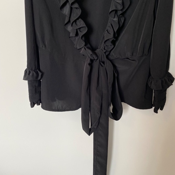 The Shirt Company Vera Black Frilly Cross Over Wrap Evening Luxury Blous… - Picture 7 of 13